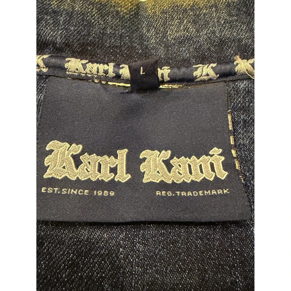 Vintage Karl Kani Denim Jacket L Embroidered Baggy Hip Hop Rap Y2K Rare